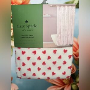 Kate Spade New York NWT White & Red Pink Hearts  Cloth 72 x 72” Shower Curtain